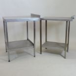 A stainless steel side table, 60cm together with another similar,