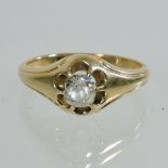 An unmarked diamond single stone ring, approximately 1/4 carat,