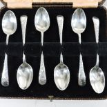 A set of six silver teaspoons, by John Round, Sheffield,