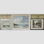 Attributed to Mary Stella Edwards, coastal landscape, oil on board, 39 x 49cm,