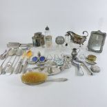 Two boxes of silver and silver plated items,