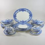 A Victorian Colwyn pattern blue and white part dinner service,