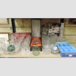 A Webb crystal decanter, boxed, together with a collection of cut glass decanters,