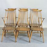 A set of six Ercol spindle back dining chairs