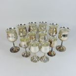 A set of six Mappin and Webb silver plated goblets,