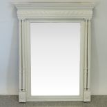 A white painted continental wall mirror 100 x 80cm
