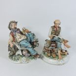 A Capodimonte style figure, together with another,