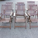 A set of six hardwood folding garden chairs, by Harbo,
