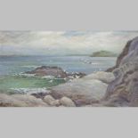 Arthur White, 1865-1953, coastal landscape with seagulls, signed, oil on canvas, 36 x 65cm,