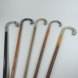 An early 20th century continental silver handled walking stick,