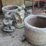 A pair of reconstituted stone garden planters, 28cm tall,