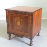 An Edwardian style mahogany and inlaid cellarette,