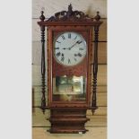 A 19th century walnut and Tunbridge decorated wall clock,
