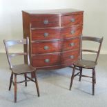 A late George III mahogany bow front chest, on swept bracket feet, 103cm,