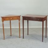 A reproduction mahogany side table, with a single drawer, 71m,