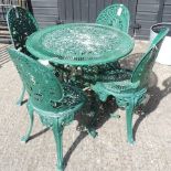 A green painted garden table, 80cm,