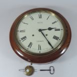 A mahogany dial clock, with a painted dial,