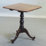 A George III walnut tilt top tripod table,