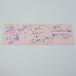 A Rolling Stones band autograph, circa 1963, inscribed To Helen Love XXXs from The Rolling Stones,