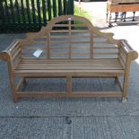 A teak Marlborough garden bench,