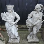 A pair of reconstituted stone garden figures,