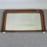 A Victorian mahogany and tunbridge inlaid over mantle mirror,