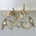 A collection of chandeliers, to include two cream painted chandeliers,