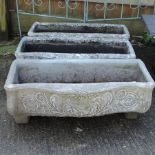 A pair of reconstituted stone troughs, 74cm,