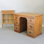 A pine kneehole desk, 108cm,