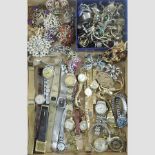 A collection of costume jewellery, to include watches,