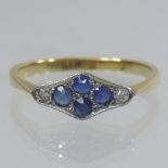 An early 20th century 18 carat gold sapphire and diamond ring,