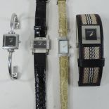 A Gucci ladies bangle wristwatch, together with a Burberry ladies wristwatch on a canvas strap,