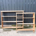 A pine hanging wall shelf, 125cm,