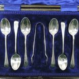 A set of six spoons with sugar tongs, John Round, Sheffield,