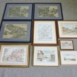 A collection of watercolours depicting Lavenham,