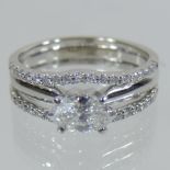 A modern 18 carat white gold marquise cut diamond ring,