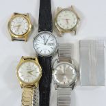 A collection of five various wristwatches and and a lighter