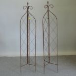 A pair of metal folding garden spires,