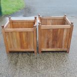 A hardwood slatted planter, 60cm,