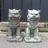 A pair of stone garden models of dogs of fo,