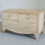 A pine chest of drawers, on bracket feet,