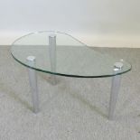 A contemporary Swedish glass and chrome coffee table