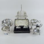 A pair of early 20th century silver salts, cased,