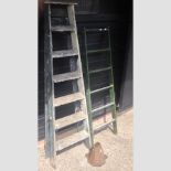 A wooden ladder,