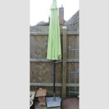 A green garden parasol,
