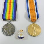 A World War I medal, together with another, Lance Corporal J.