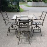 A tile top garden table, 100 x 100cm,