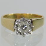 An 18 carat gold and diamond solitaire diamond ring,