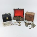 A collection of various coins,