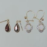 A pair of 9 carat gold garnet earrings,